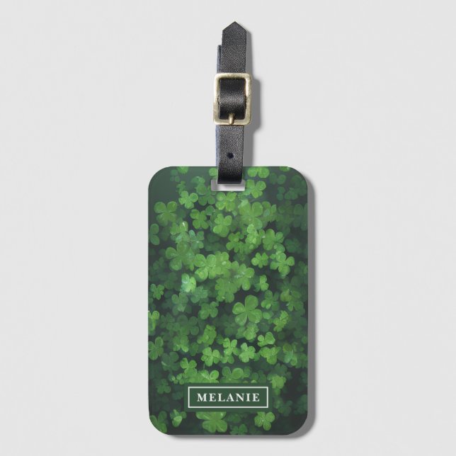St. Patrick's Day Vier-Leaf Klee Personalisiert Gepäckanhänger (Vorderseite Vertikal)