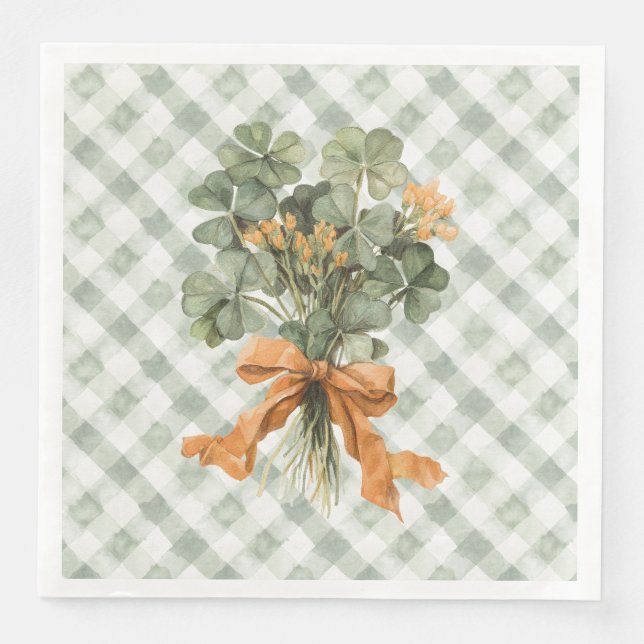 St. Patricks Day Vierblattklee Serviette (Vorderseite)