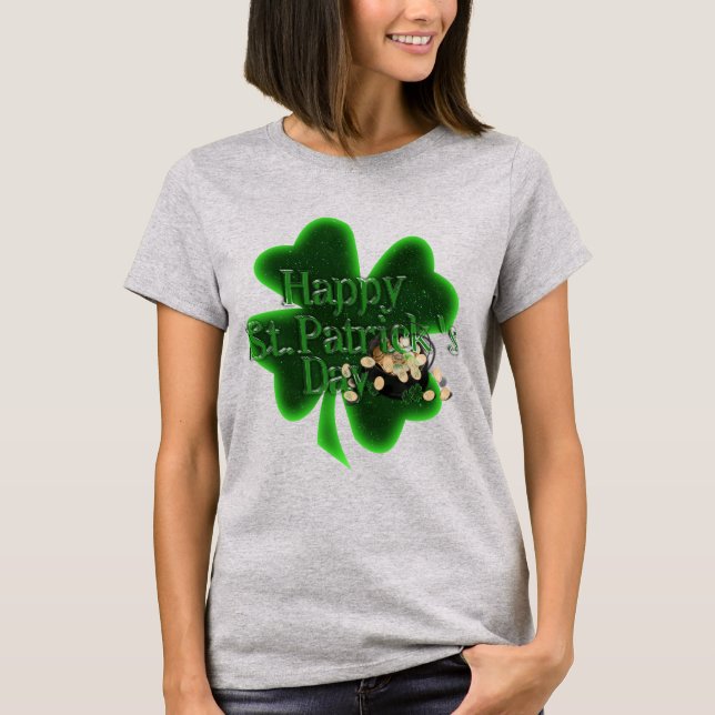 St. Patrick's Day Vierblattklee T-Shirt (Vorderseite)