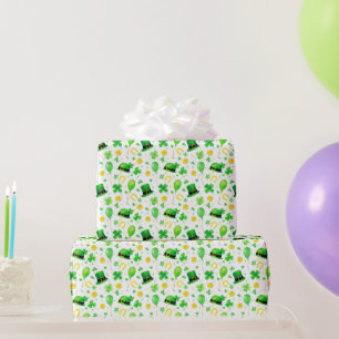 St Patrick's Day Vierblättriges Kleeblatt Horsesho Geschenkpapier