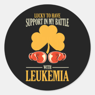 St Patricks Day Vierblättriges Kleeblatt Leukämie Runder Aufkleber