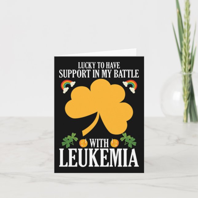 St Patricks Day Vierblättriges Kleeblatt Leukemia  Karte (Vorderseite)