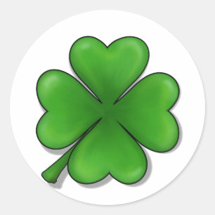 St. Patrick's Day, Vierblättriges Kleeblatt Runder Aufkleber