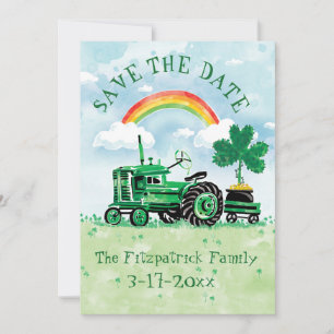 St. Patrick's Day Vintag Tractor Save the Date