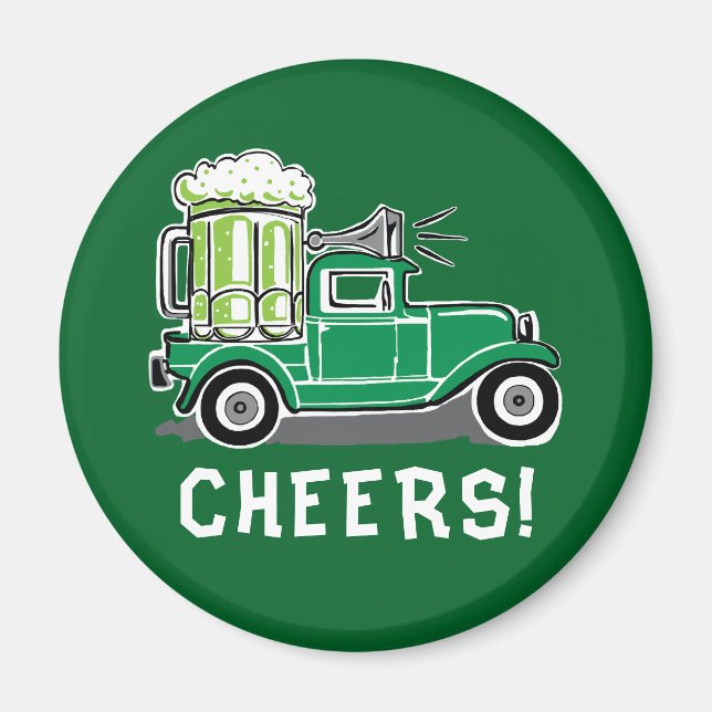 St. Patrick's Day Vintag Truck Green Beer Magnet (Vorne)