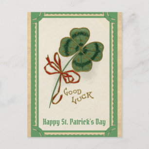 St Patricks Day Vintage Glücksschleife Postkarte