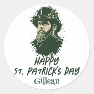 St. Patrick's Day Vintage-Kleeblatt personalisiere Runder Aufkleber