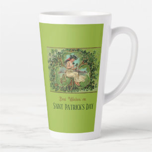 St. Patrick's Day Vintage Mädchen mit Shamrocks Milchtasse