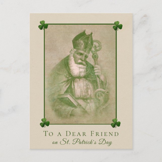 St. Patrick's Day Vintages Kleeblatt Postkarte (Vorderseite)