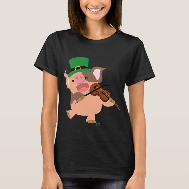 St Patrick's Day Violinist Schwein Frauen T - Shir T-Shirt (Vorderseite)