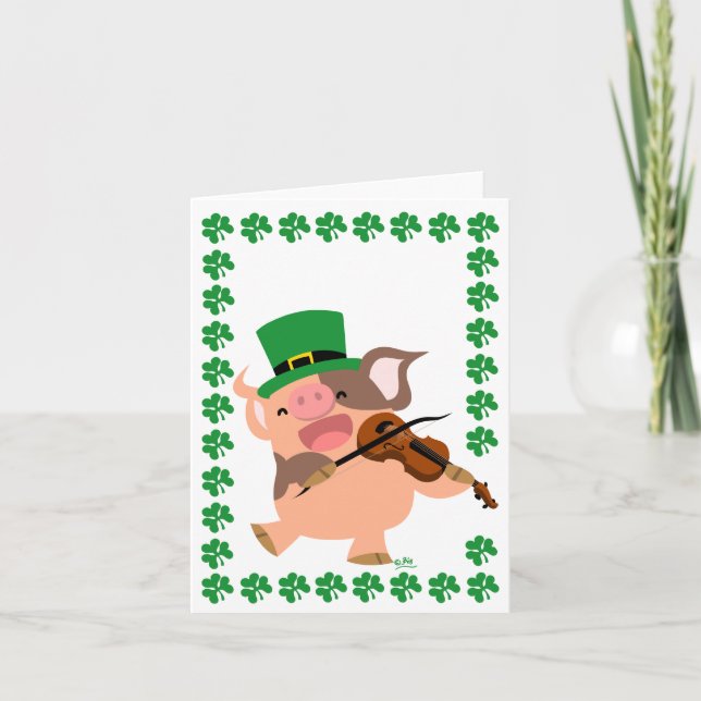 St Patrick's Day Violinist Schwein notecard Karte (Vorderseite)