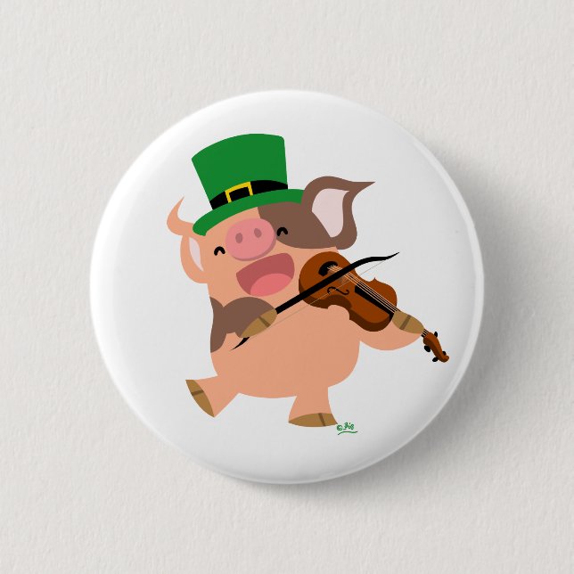 St Patrick's Day Violinist Schweineknopf Abzeichen Button (Vorderseite)