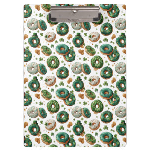 St. Patricks Day Wasserfarbe Donut & Kleeblatt Klemmbrett