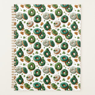 St. Patricks Day Wasserfarbe Donut & Kleeblatt Planer