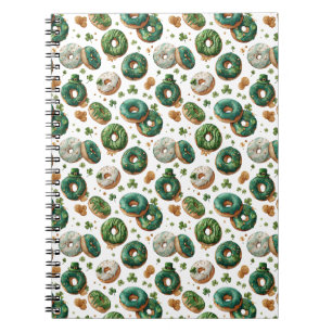 St. Patricks Day Watercolor Donut & Shamrock Notizblock