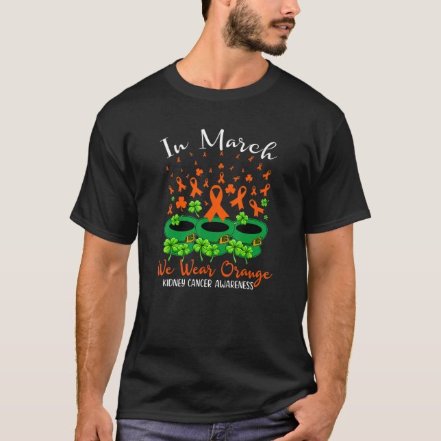 St Patrick's Day We Wear Orange Nieren Krebs Krieg T-Shirt (Vorderseite)