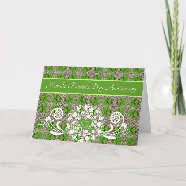 St. Patrick's Day Wedding Anniversary Kleeblatts Karte (Vorderseite)
