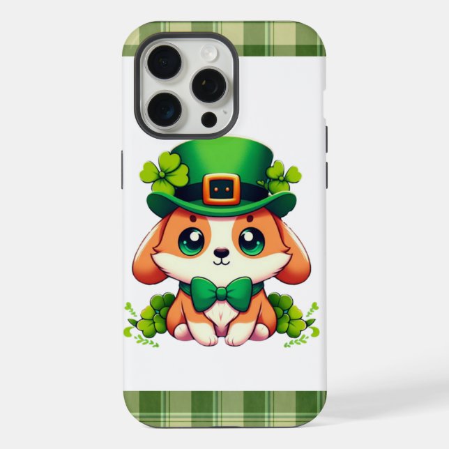 St. Patricks Day Welpe iPhone 15 Pro Max Hülle (Rückseite)