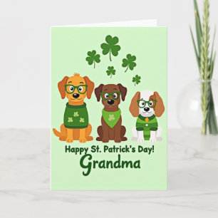 St. Patricks Day Welpen Oma Karte