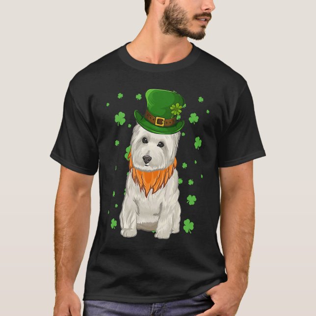 St Patricks Day West Highland White Terrier Shamro T-Shirt (Vorderseite)
