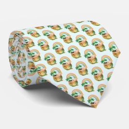 St. Patrick's Day Whimsical Rainbow & Clover Krawatte
