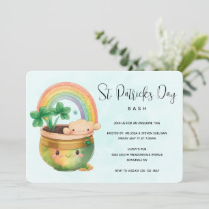 St. Patrick's Day Whimsical Rainbow & Clover Party Einladung