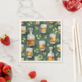 St. Patrick's Day Whiskey und Shamrock-Muster Serviette