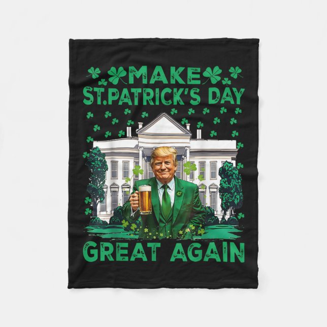 St Patricks Day wieder groß, Funny Trump Men W Fleecedecke (Vorderseite)