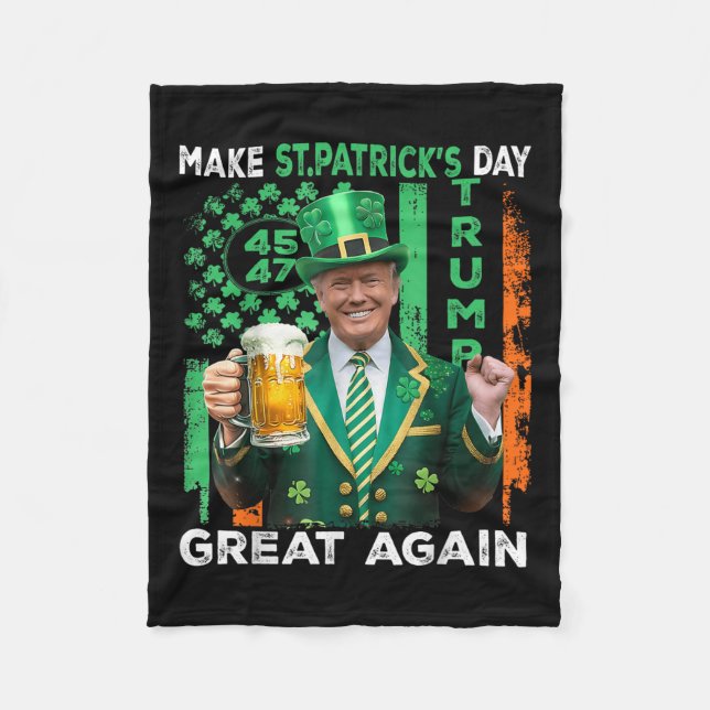 St. Patricks Day wieder großartig US Flag Kleeblat Fleecedecke (Vorderseite)