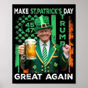 St. Patricks Day wieder großartig US Flag Kleeblat Poster