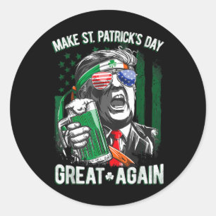 St. Patrick's Day wieder zum großen Glück Trump Bi Runder Aufkleber