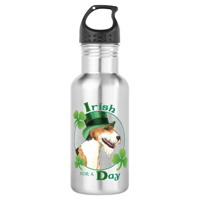 St. Patrick's Day Wire Fox Terrier Edelstahlflasche (Vorderseite)