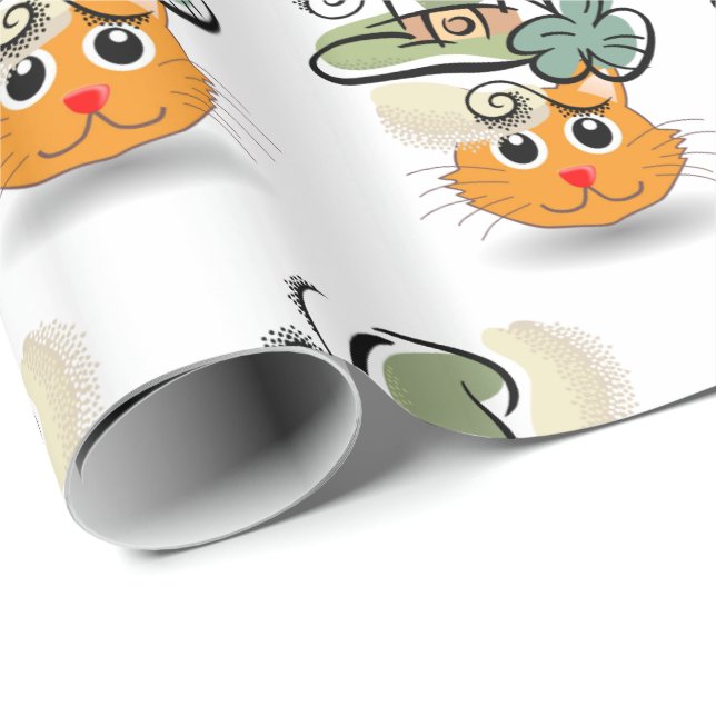 St. Patrick's Day Wrapping Paper Cat Geschenkpapier (Rolleneckpunkt)