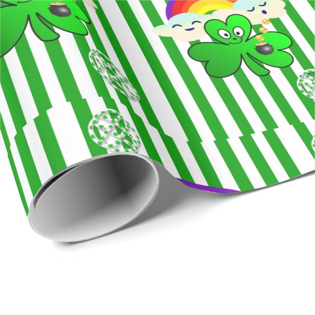 St. Patrick's Day Wrapping Paper Clover Geschenkpapier (Rolleneckpunkt)