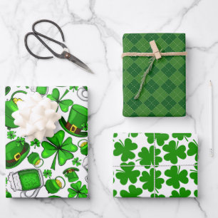 St.Patrick's Day Wrapping Paper Set von 3 Geschenkpapier Set