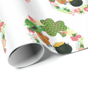 St. Patrick's Day Wrapping Paper Teddy Bear Geschenkpapier