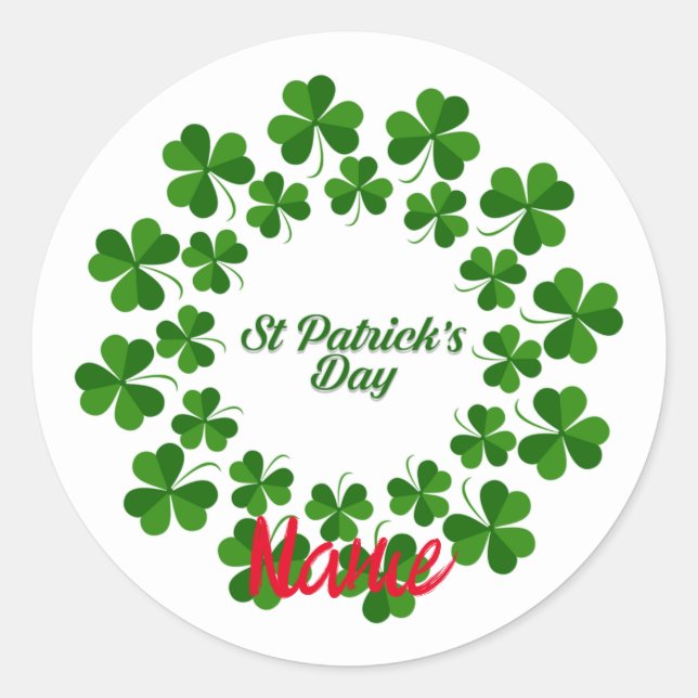 St Patrick's Day Wreath Thunder_Cove Runder Aufkleber (Vorderseite)