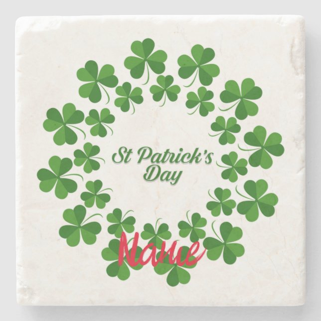 St Patrick's Day Wreath Thunder_Cove Steinuntersetzer (Vorderseite)