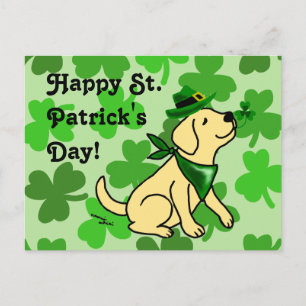 St. Patrick's Day Yellow Labrador Postkarte