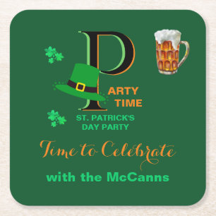 St. Patricks Day Zeit zum Feiern Rechteckiger Pappuntersetzer