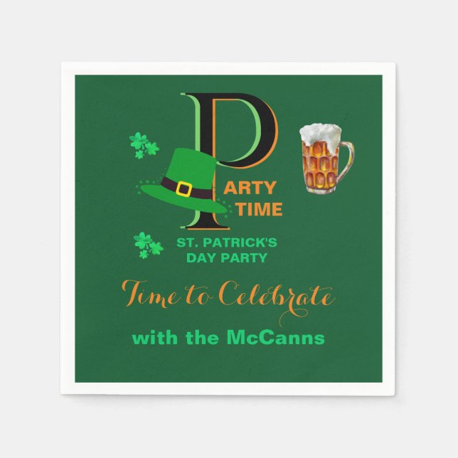 St. Patrick's Day - Zeit zum Feiern    Serviette (Vorderseite)