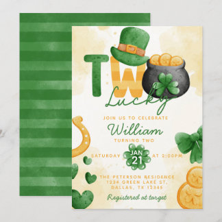 St Patricks Day Zum Glück ZWEI 2. Geburtstag Einla Einladung