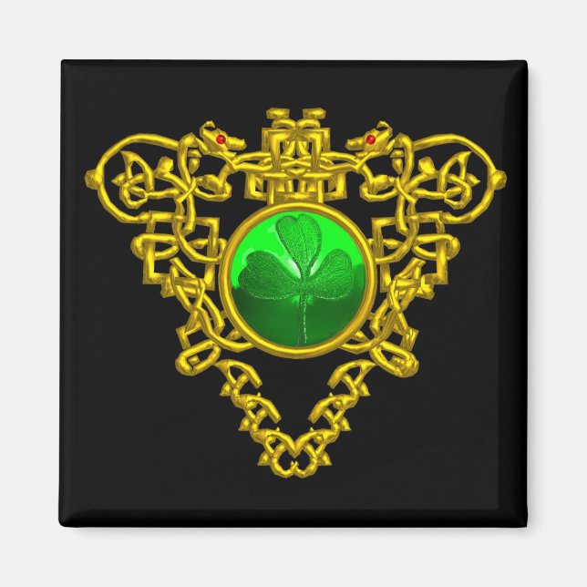 ST. PATRICK'S DAZELLTIC HEART KLEEBLATT Black Magnet (Vorne)