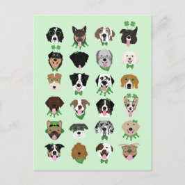 St Patricks Dog Face Pattern Postkarte