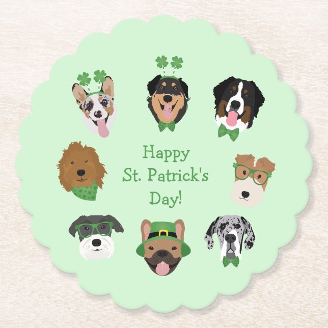 St Patricks Dog Face Pattern Untersetzer (Vorderseite)