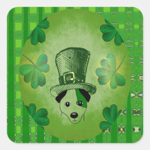 St. Patrick's Dog mit Kleeblättern, die Sticker Ze