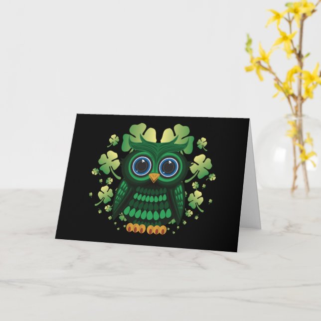 St. Patricks Eule Karte (Gelbe Blume)