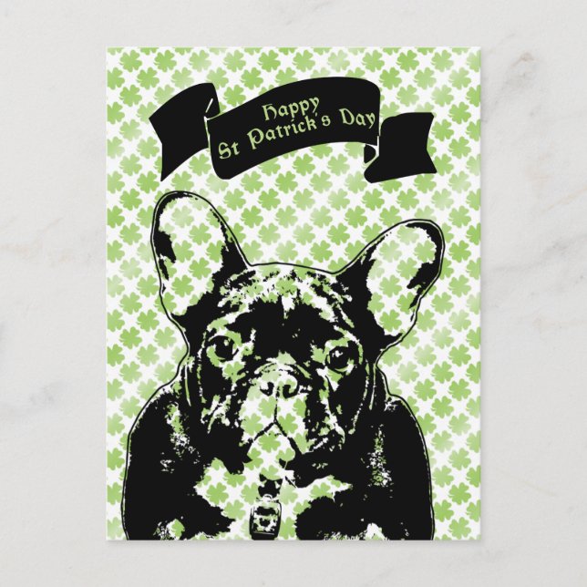 St Patricks French Bulldog Silhouette Postkarte (Vorderseite)