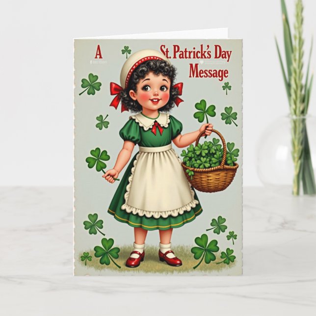 St Patricks Girl Glitter Texture Card Karte (Vorderseite)