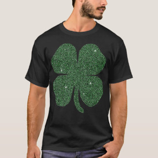 St Patricks Glitzer Effect Clover T-Shirt